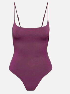 Aritzia Babaton Contour Plum Spaghetti Strap Square Neck Cami Bodysuit Medium